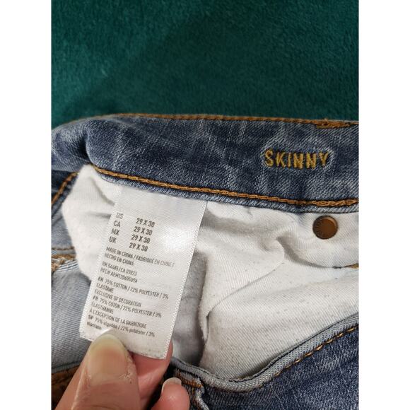 American Eagle Jeans Size 29x30 Mens Blue Pants Denim Stretch Mid Rise Skinny - Picture 5 of 14